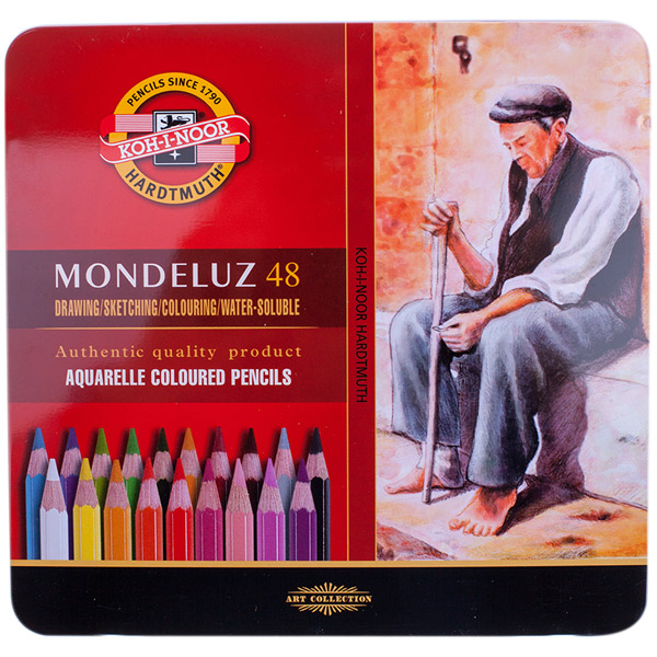 Карандаши цветные акварельные Koh-I-Noor, "Mondeluz", 3726048001PL, 48 цв., комплект 48 шт., заточенные, Чехия
