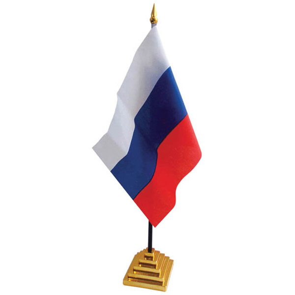 Флаг триколор РФ, 21*14 см, полиэстер, настольный, Китай