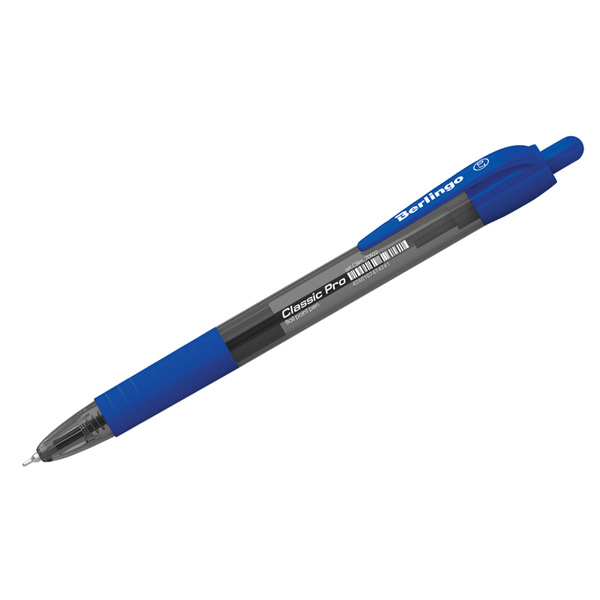 Ручка шариковая автоматическая Berlingo, "Classic Pro", цвет чернил синий, толщина линии письма 0,32 мм, тонированный черный, Китай