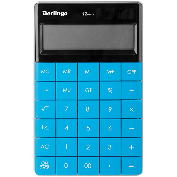 Калькулятор настольный Berlingo, Power TX, CIB_100, 12 разрядов, двойное питание, 165х105х13 мм, цвет синий, Китай