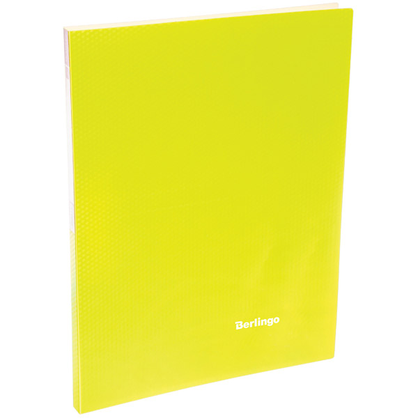 Папка с зажимом Berlingo, "Neon", пластик, ширина корешка 17 мм, цвет неоновый желтый, Россия
