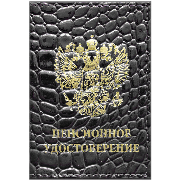 Обложка для пенсионного удостоверения, OfficeSpace, цвет черный, искусственная кожа, Россия