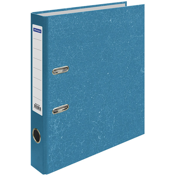 Регистратор A4, ширина корешка 50 мм, цвет синий мрамор, корешок синий, OfficeSpace, офсетная бумага "мрамор"