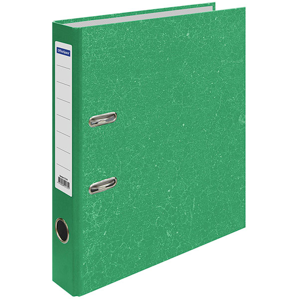 Регистратор A4, ширина корешка 50 мм, цвет зеленый мрамор, корешок зеленый, OfficeSpace, офсетная бумага "мрамор", Россия
