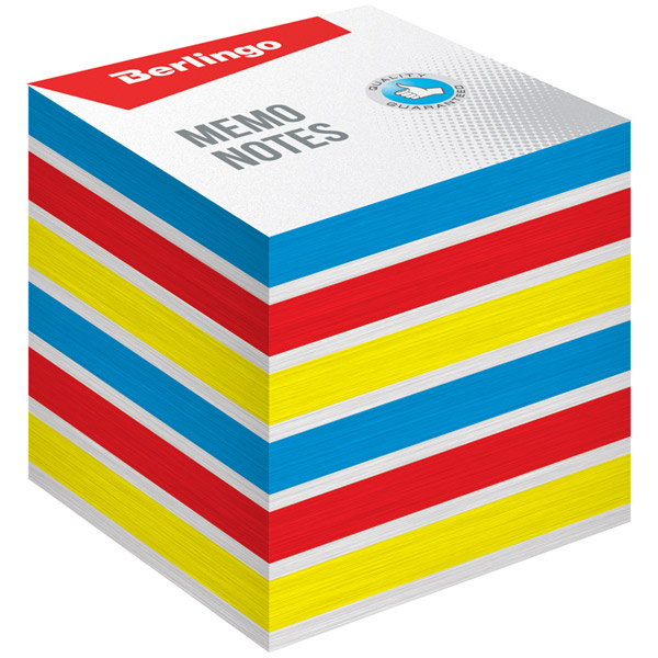 Блок-кубик цветной на склейке 80*80*80 мм, Berlingo, "Rainbow", LNn_01309, цвет ассорти, Россия