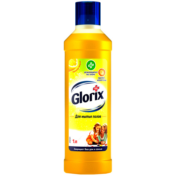 Средство моющее для мытья полов, GLORIX, "Лимонная Энергия", 1000 мл, аром. лимон, 67047221, Россия