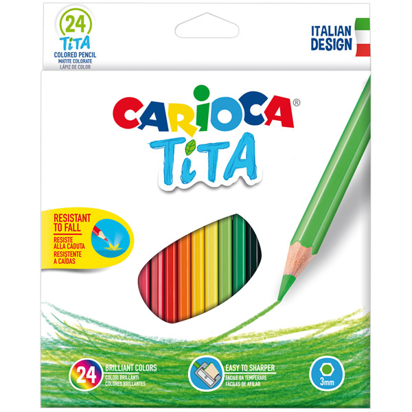 Карандаши цветные Carioca, "Tita", 42794, 24 цв., комплект 24 шт., заточенные, Китай