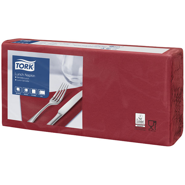 Салфетки бумажные Tork, "Advanced", 200 шт., 2-сл, 33*32,5 см, цвет бордовый, Италия