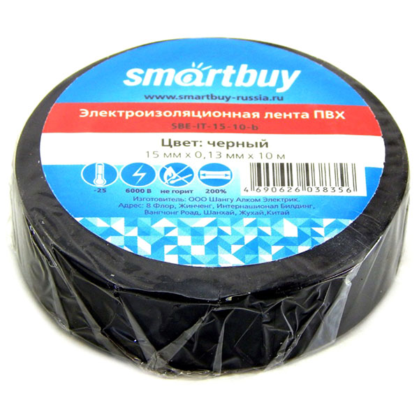 Изолента Smart Buy, цвет черный, Китай
