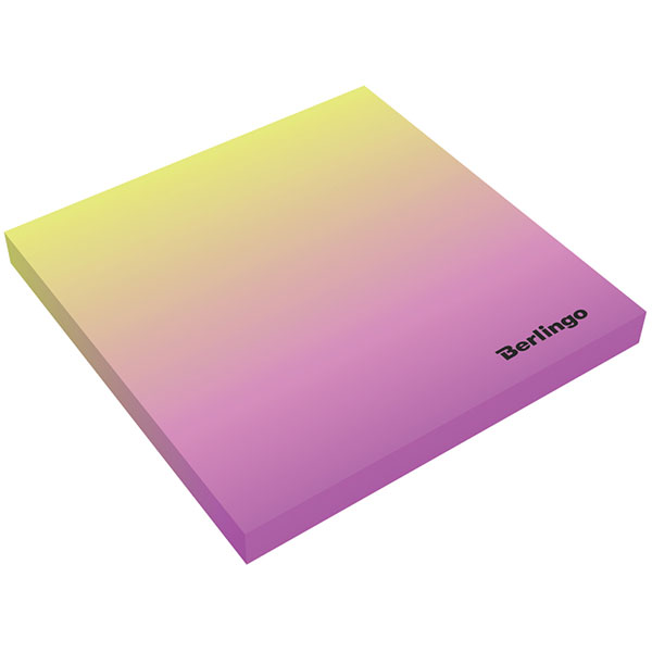 Блок самоклеящийся 75*75 мм,  50 листов, 1 цвет, желтый/розовый градиент, Berlingo, "Ultra Sticky.Radiance", LSn_39800