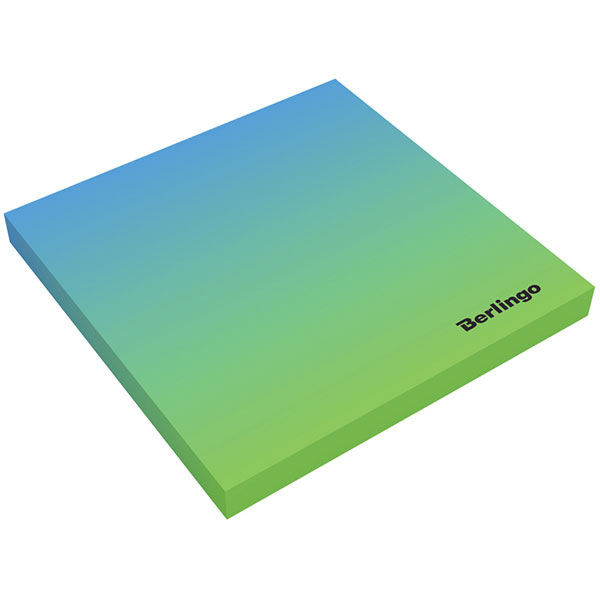 Блок самоклеящийся 75*75 мм,  50 листов, 1 цвет, голубой/зеленый градиент, Berlingo, "Ultra Sticky.Radiance", LSn_39802