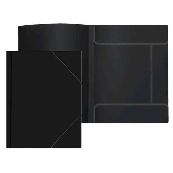 Папка на резинках A4, ATTOMEX, цвет непрозрачный черный, 450 мкм, ширина корешка до 40 мм, Россия