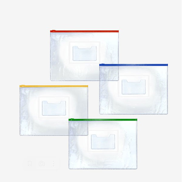 Папка на молнии A4, 330*220 мм, deVENTE, цвет прозрачный, молния ассорти, карман для визитки, Китай