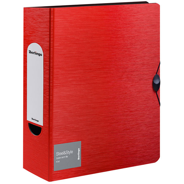 Регистратор A4, ширина корешка 80 мм, цвет красный, корешок красный, Berlingo, "Steel&Style", полипропилен, в упаковке 1 шт., Китай