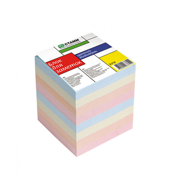Блок-кубик цветной запасной 8*8*8 см, Стамм, "Basic", Россия, БЗ18