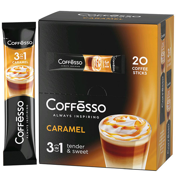 Кофе растворимый порционный COFFESSO "3 в 1 Caramel", пакетик 15 г*20шт