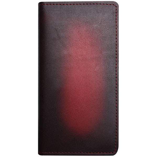 Клатч для женщин, Кожевенная мануфактура, "Handmade", натуральная кожа, 100*193*11 мм, цвет красный, наружный карман, подарочная деревянная упаковка