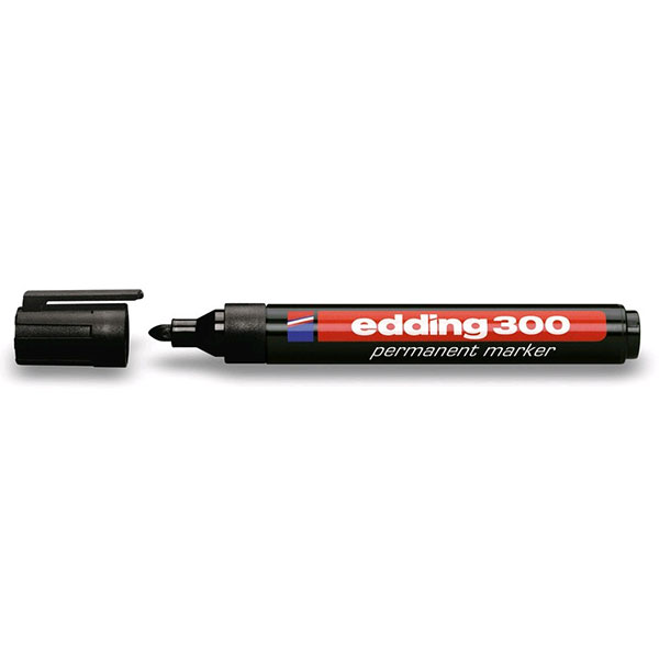 Маркер перманентный круглый, Edding, E-300/1, толщина линии письма 1,5-3 мм, цвет чернил черный