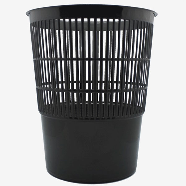Корзина для бумаг пластиковая 14 л, перфорированный корпус, круглая, цвет черный, ATTOMEX, Россия