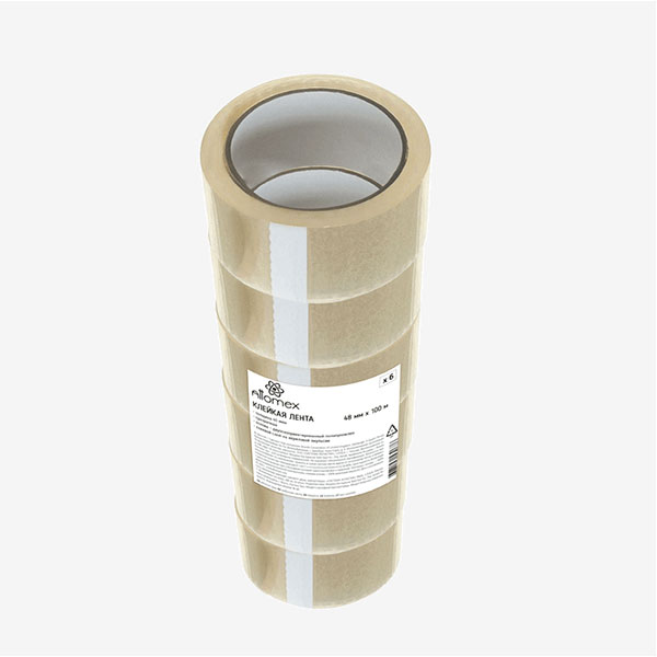Клейкая лента упаковочная 48 мм*100 м, плотность 45 мкм, комплект 1 шт., цвет прозрачный, ATTOMEX, Россия