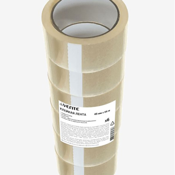 Клейкая лента упаковочная 48 мм* 66 м, плотность 50 мкм, комплект 1 шт., цвет прозрачный, deVENTE, Россия