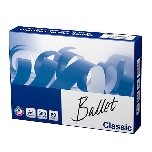 Бумага BALLET CLASSIC, А4, 80г/м2, 500л, ColorLok, класс "В", Светогорск, 98%, 153% (CIE)