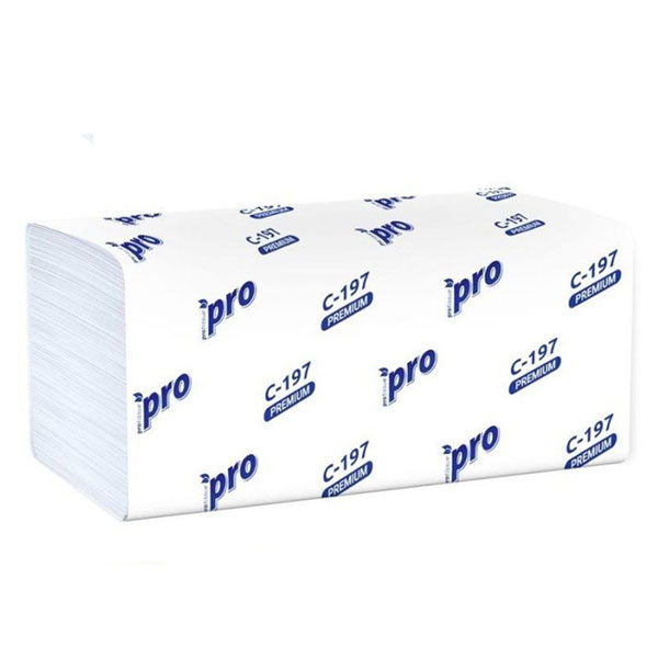 Полотенца бум.  H3, 2-сл,  1пач*200л, PROtissue PRO C197, 22*21см, V-сложение, белые
