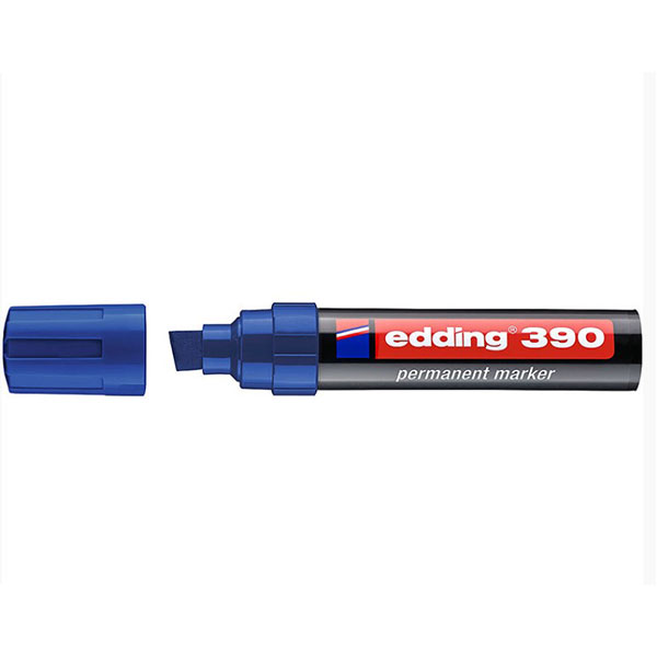 Маркер перманентный клиновидный, Edding, 390, E-390/3, толщина линии письма 4-12 мм, цвет чернил синий