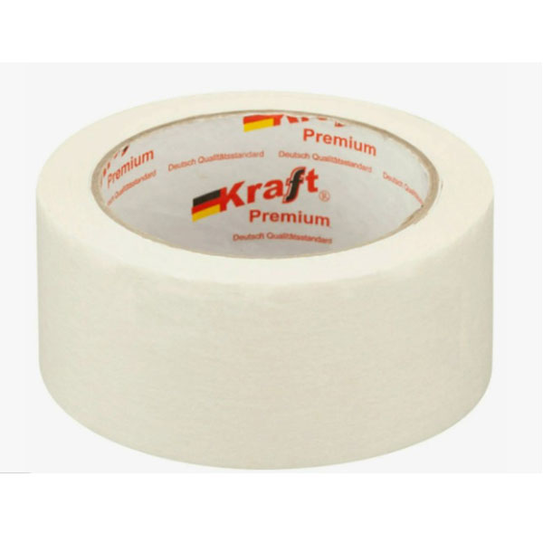 Клейкая лента малярная 50мм х 48м, Kraft "Premium", 125 мкм, карт. втулка