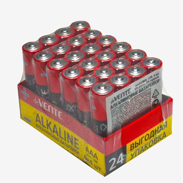 Батарейки AAA (мизинчиковые,  LR03), алкалиновые, 1,5 В, в комплекте:  4 шт., deVENTE, 9010115, Китай
