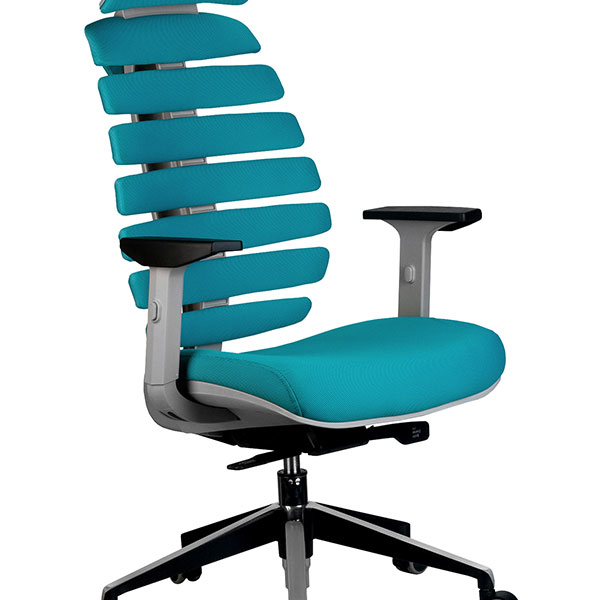 Кресло для оператора Riva Chair, "Shark", цвет серый/лазурный, подлокотники