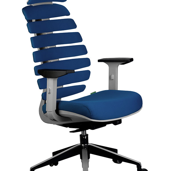Кресло для оператора Riva Chair, "Shark", цвет серый/синий, подлокотники