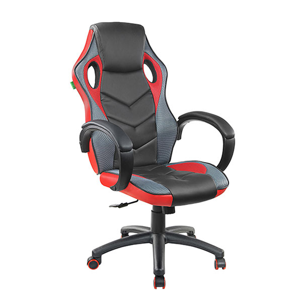 Кресло игровое Riva Chair, 9381H, сетка/экокожа, цвет черный/красный, подлокотники