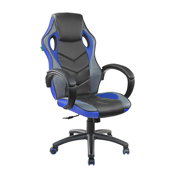 Кресло игровое Riva Chair, 9381H, сетка/экокожа, цвет черный/синий, подлокотники