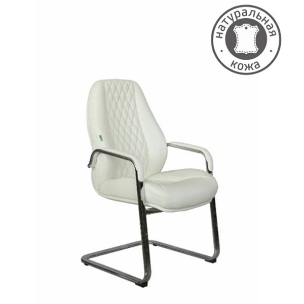 Конференц-кресло, подлокотники, Riva Chair, F385, натуральная кожа, цвет белый, 6207