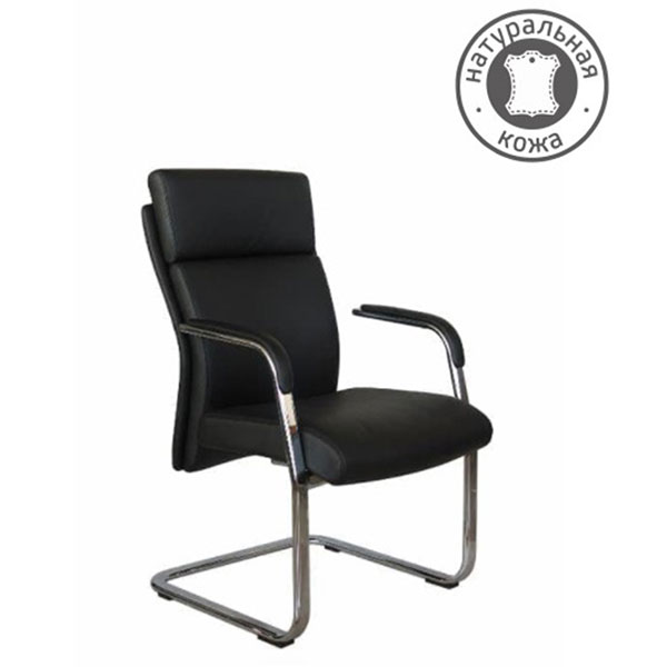 Конференц-кресло, подлокотники, Riva Chair, C1511, натуральная кожа, цвет черный, А8