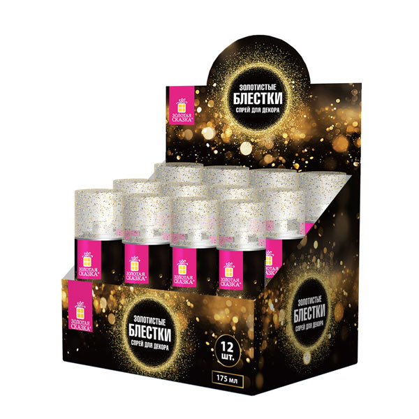Блёстки для декора в спрее ЗОЛОТИСТЫЕ, 175 мл, ЗОЛОТАЯ СКАЗКА, 592283